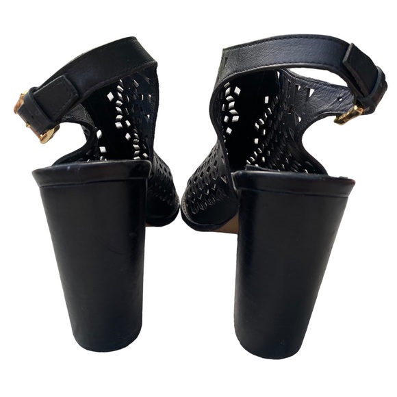 Rebecca Minkoff Black Leather Laser
Cut Peep Toe Block Heel Booties 8.5M - Picture 10 of 15